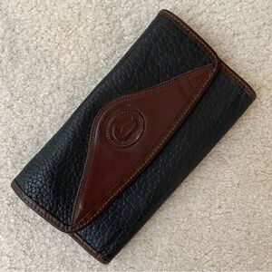 Vintage Dooney & Bourke Black and Brown Leather Wallet